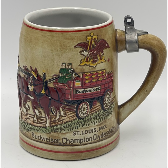 Brazil Ceramarte:Rare 1980 Budweiser Holiday Champion Clydesdales Beer Stein/Mug